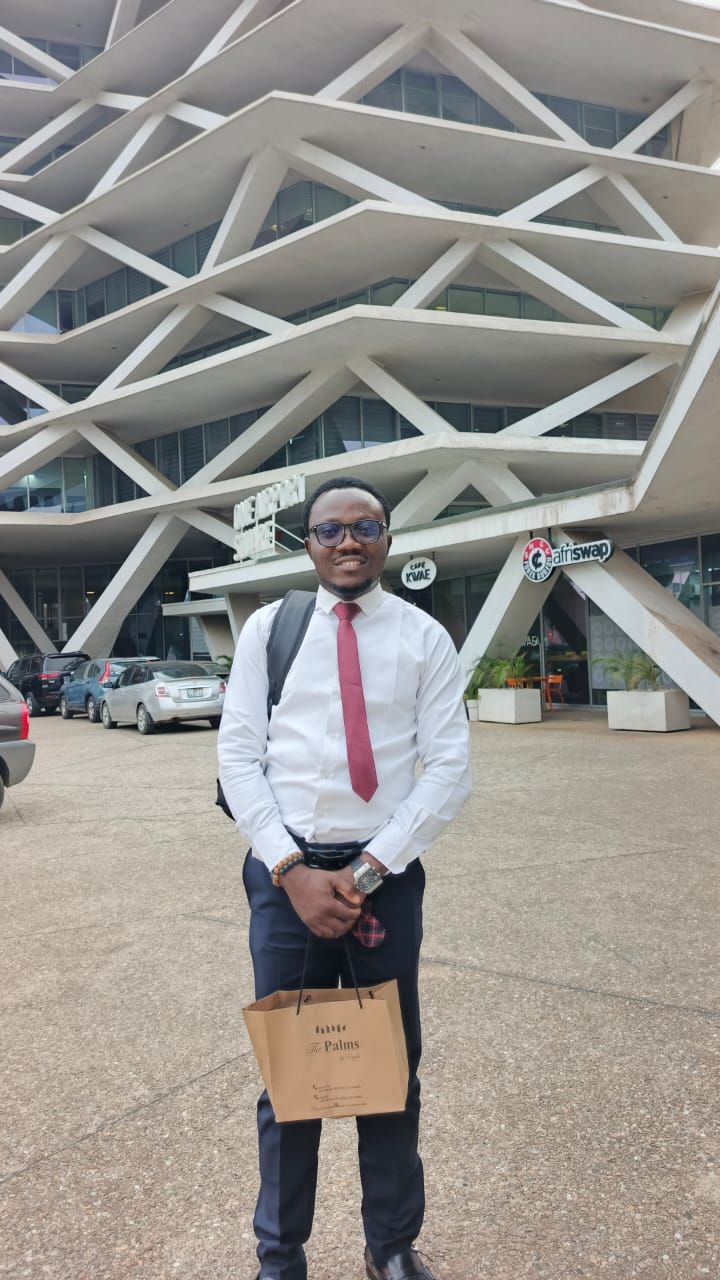 Awesome Emmanuel outside the training venue in Accra